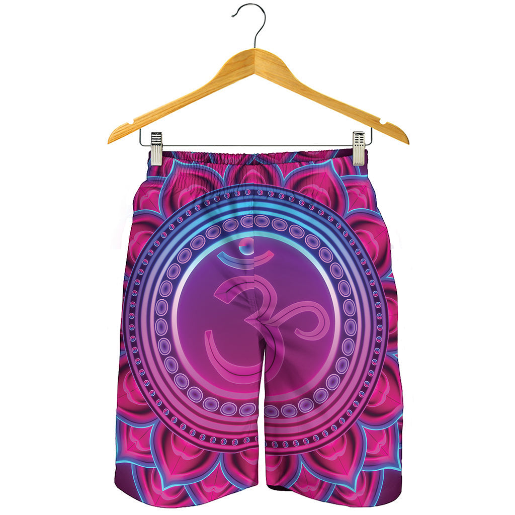 Purple And Teal Om Mandala Print Men's Shorts