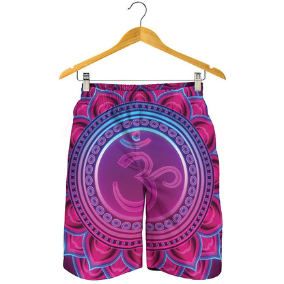 Purple And Teal Om Mandala Print Men's Shorts