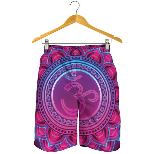 Purple And Teal Om Mandala Print Men's Shorts