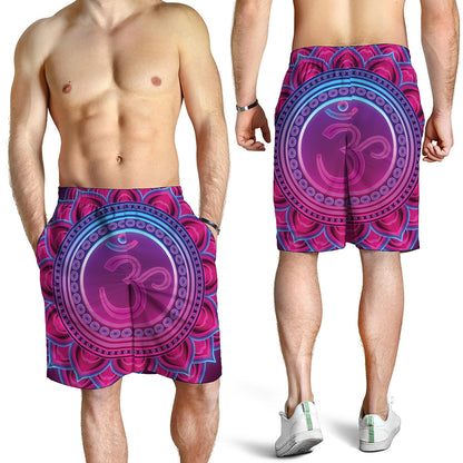 Purple And Teal Om Mandala Print Men's Shorts