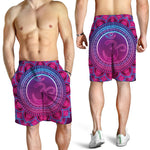Purple And Teal Om Mandala Print Men's Shorts