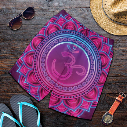 Purple And Teal Om Mandala Print Men's Shorts