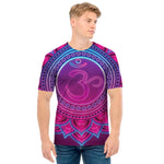 Purple And Teal Om Mandala Print Men's T-Shirt