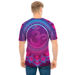 Purple And Teal Om Mandala Print Men's T-Shirt
