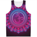 Purple And Teal Om Mandala Print Men's Tank Top