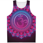 Purple And Teal Om Mandala Print Men's Tank Top