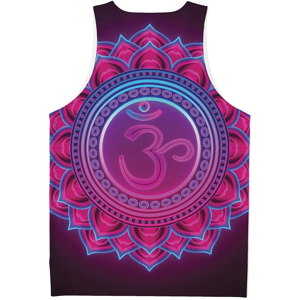 Purple And Teal Om Mandala Print Men's Tank Top