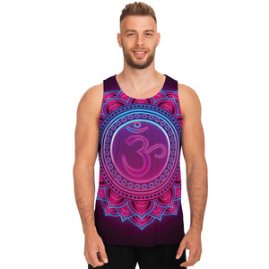 Purple And Teal Om Mandala Print Men's Tank Top