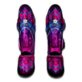 Purple And Teal Om Mandala Print Muay Thai Shin Guards