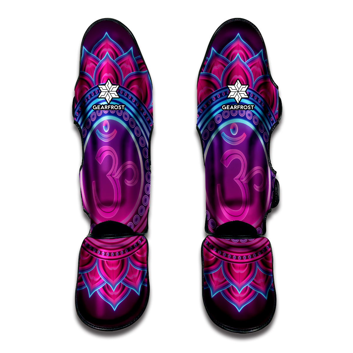 Purple And Teal Om Mandala Print Muay Thai Shin Guard