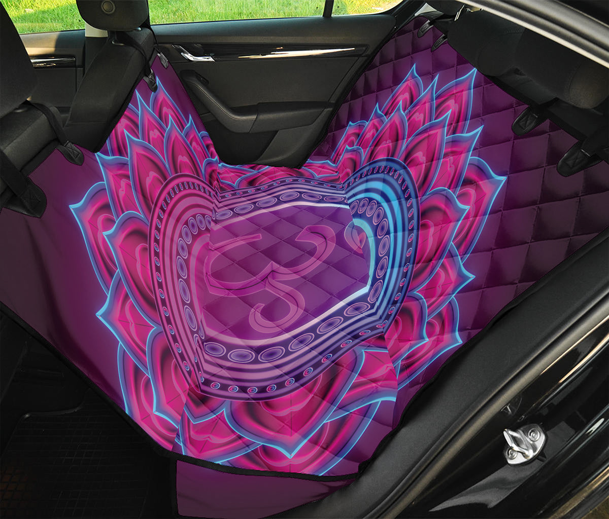 Purple And Teal Om Mandala Print Pet Car Back Seat Cover