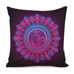 Purple And Teal Om Mandala Print Pillow Cover