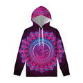Purple And Teal Om Mandala Print Pullover Hoodie