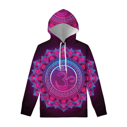 Purple And Teal Om Mandala Print Pullover Hoodie