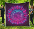 Purple And Teal Om Mandala Print Quilt