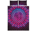 Purple And Teal Om Mandala Print Quilt Bed Set