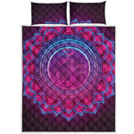 Purple And Teal Om Mandala Print Quilt Bed Set