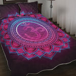 Purple And Teal Om Mandala Print Quilt Bed Set