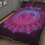 Purple And Teal Om Mandala Print Quilt Bed Set