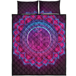 Purple And Teal Om Mandala Print Quilt Bed Set