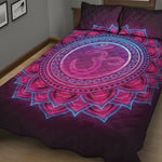 Purple And Teal Om Mandala Print Quilt Bed Set