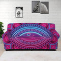 Purple And Teal Om Mandala Print Sofa Cover