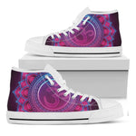 Purple And Teal Om Mandala Print White High Top Shoes