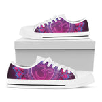 Purple And Teal Om Mandala Print White Low Top Shoes
