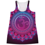 Purple And Teal Om Mandala Print Women's Racerback Tank Top