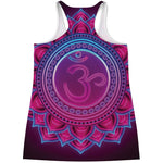 Purple And Teal Om Mandala Print Women's Racerback Tank Top
