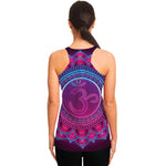 Purple And Teal Om Mandala Print Women's Racerback Tank Top