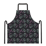 Purple And Teal Skull Pattern Print Apron