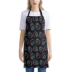 Purple And Teal Skull Pattern Print Apron