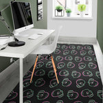 Purple And Teal Skull Pattern Print Area Rug