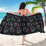 Purple And Teal Skull Pattern Print Beach Sarong Wrap