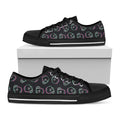 Purple And Teal Skull Pattern Print Black Low Top Sneakers