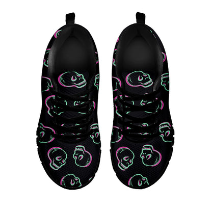 Purple And Teal Skull Pattern Print Black Sneakers