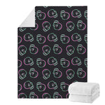 Purple And Teal Skull Pattern Print Blanket