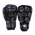 Purple And Teal Skull Pattern Print Boxing Gloves