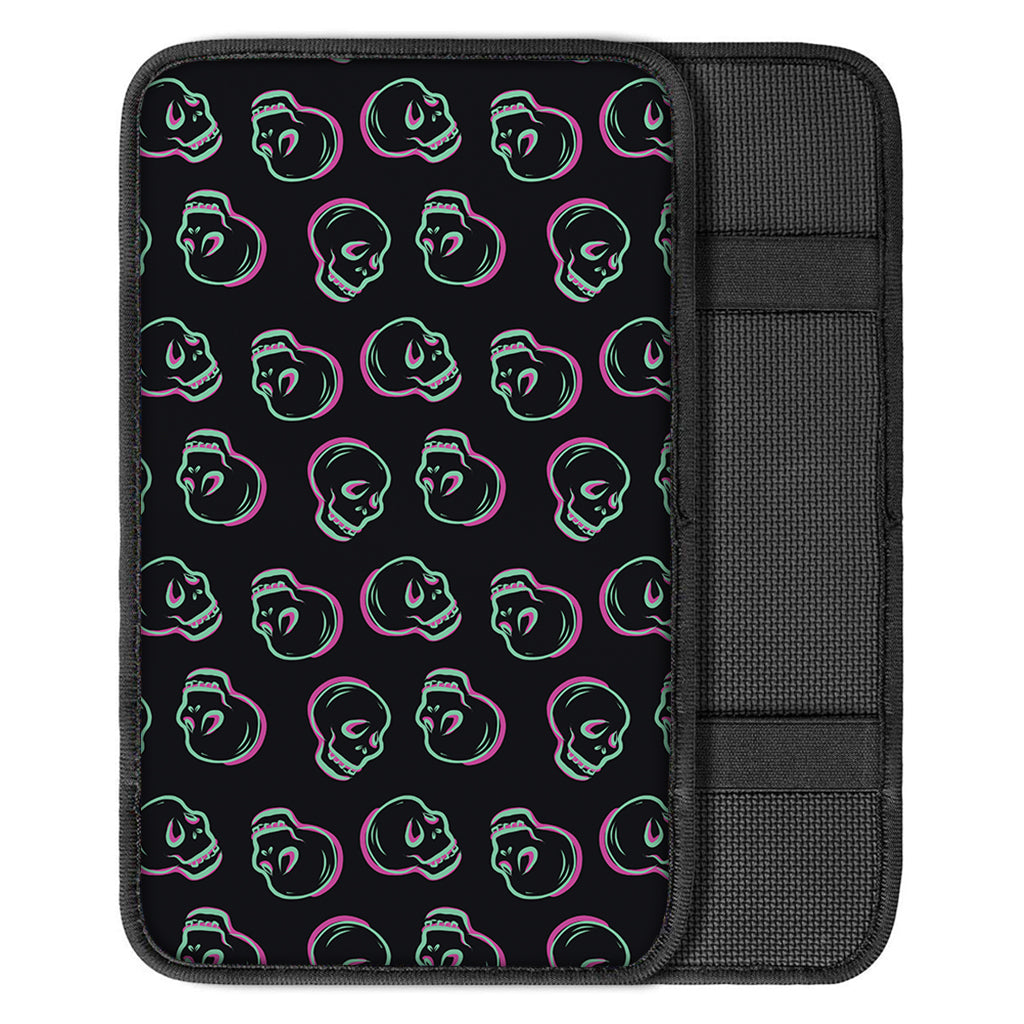Purple And Teal Skull Pattern Print Car Center Console Cover