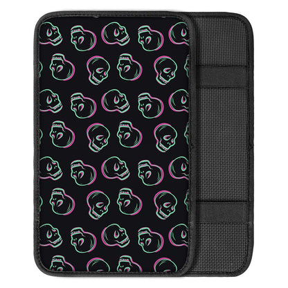 Purple And Teal Skull Pattern Print Car Center Console Cover