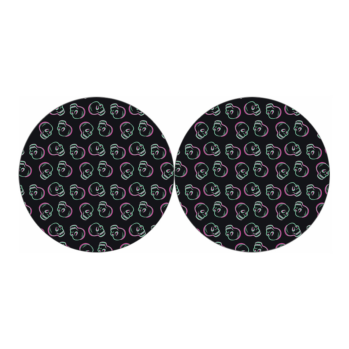 Purple And Teal Skull Pattern Print Car Coasters