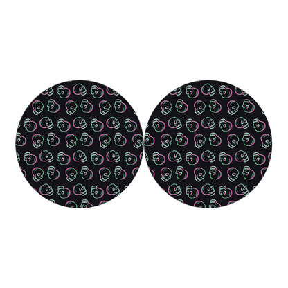 Purple And Teal Skull Pattern Print Car Coasters