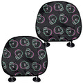 Purple And Teal Skull Pattern Print Car Headrest Covers