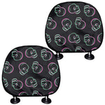 Purple And Teal Skull Pattern Print Car Headrest Covers
