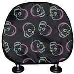 Purple And Teal Skull Pattern Print Car Headrest Covers