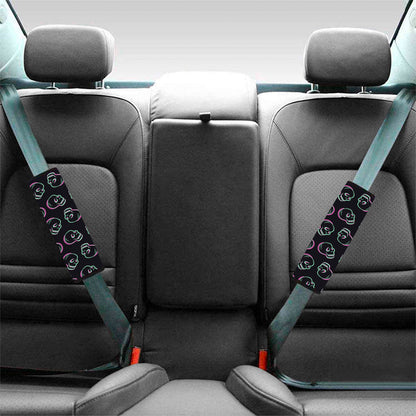 Purple And Teal Skull Pattern Print Car Seat Belt Covers