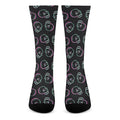 Purple And Teal Skull Pattern Print Crew Socks
