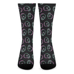 Purple And Teal Skull Pattern Print Crew Socks