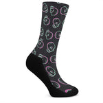 Purple And Teal Skull Pattern Print Crew Socks
